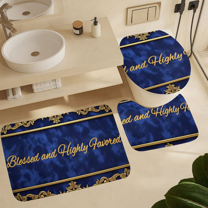 Shower Curtain Set with 3 Rugs