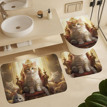 Shower Curtain Set with 3 Rugs