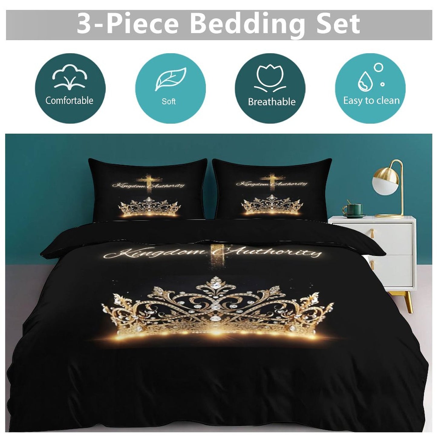 3-Piece Bedding Set-102"x90"/ 259x229cm (Dual-sided Printing)