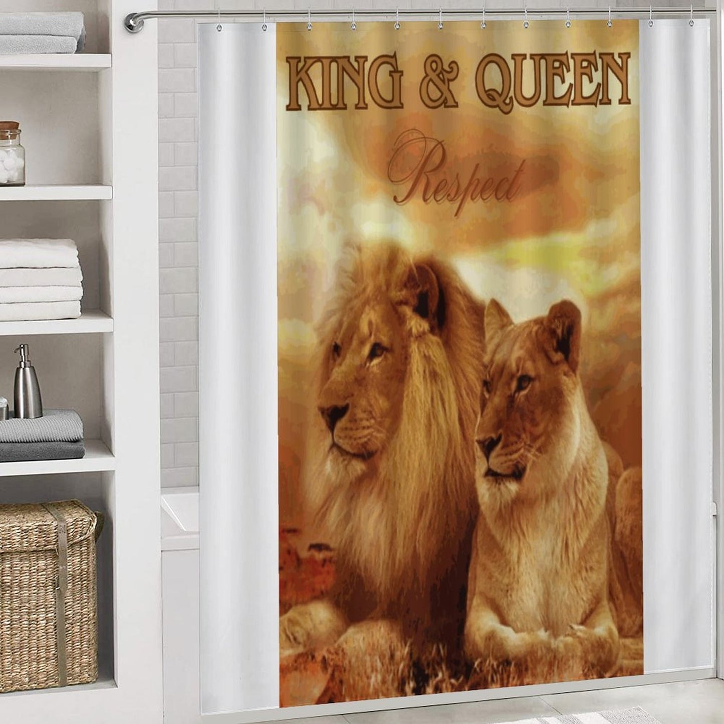 Shower Curtain Set with 3 Rugs