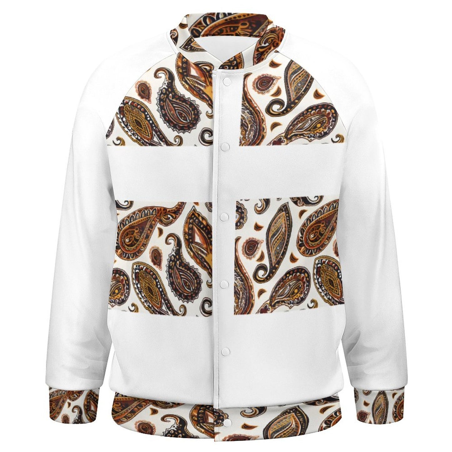 ORANGE PAISLEY Men's Baseball Jacket-*2XS-6XL