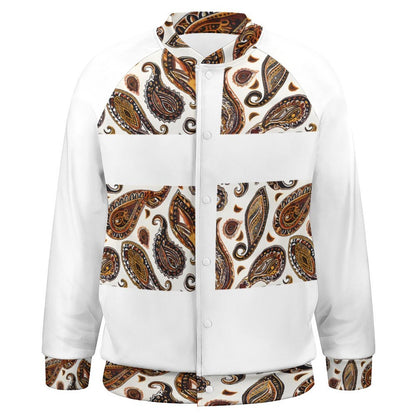 ORANGE PAISLEY Men's Baseball Jacket-*2XS-6XL