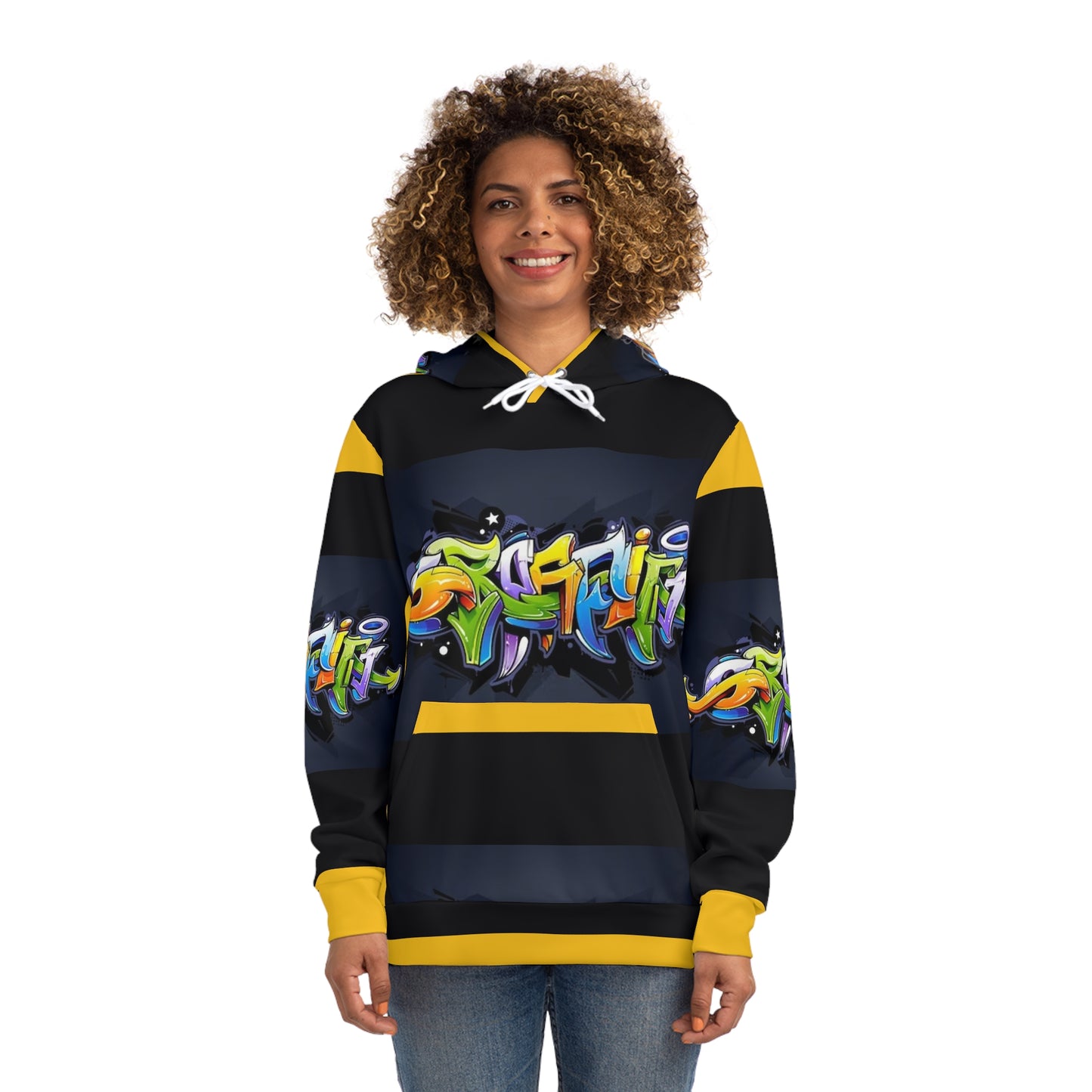 COLORFUL GRAFFITI UNISEX black/yellow Fashion Hoodie