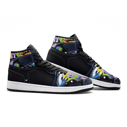 COLORFUL GRAFFITI Unisex Leather High Top Sneakers