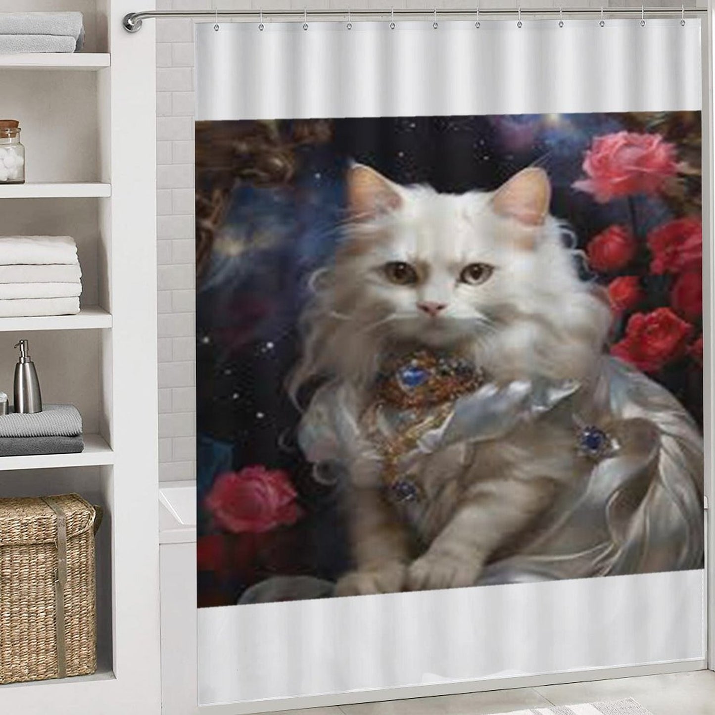 Shower Curtain Set with 3 Rugs