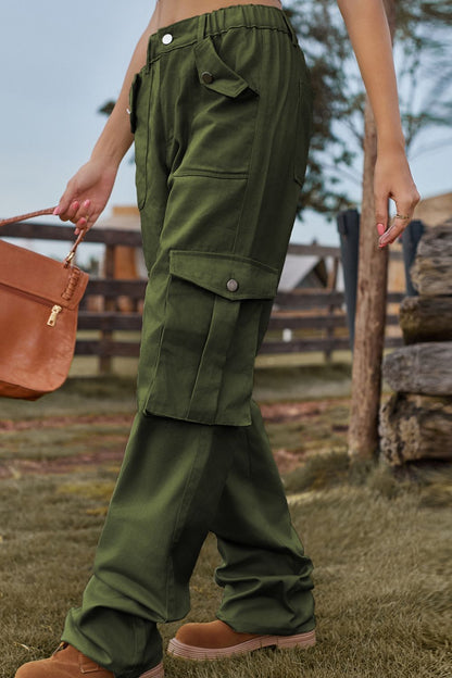 UNSEX Loose Fit Long Cargo Pants with Pockets-SMALL-2XL