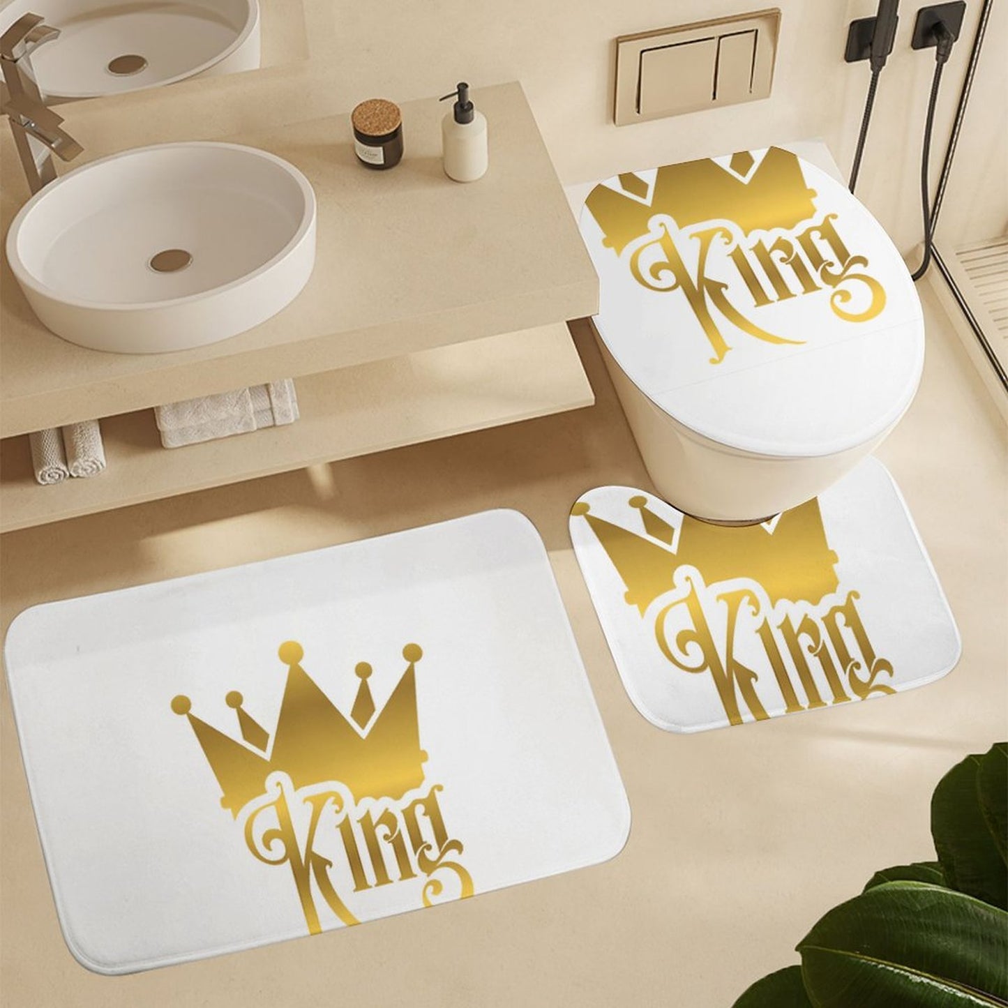 Coral Velvet Restroom Rug Set of 3-15.7"x23.6"/ 40x60cm