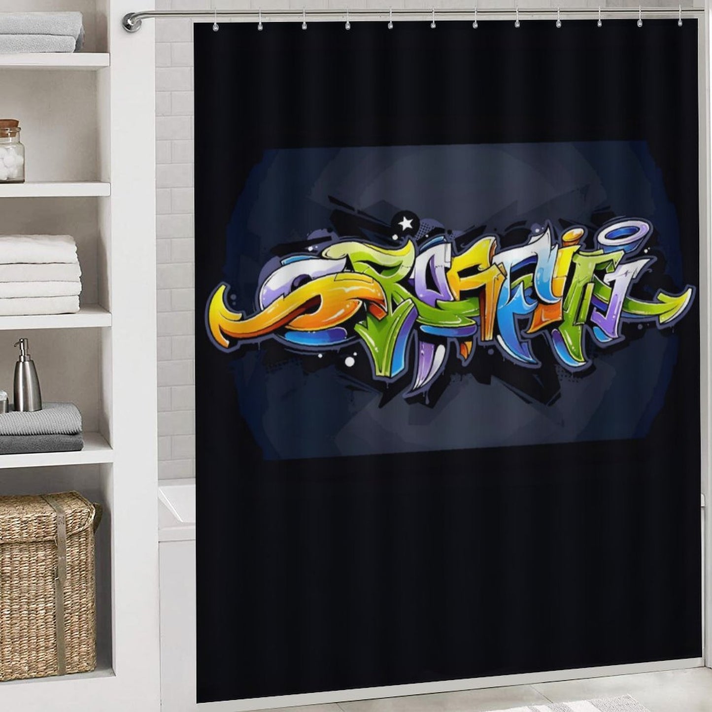 Shower Curtain Set with 3 Rugs