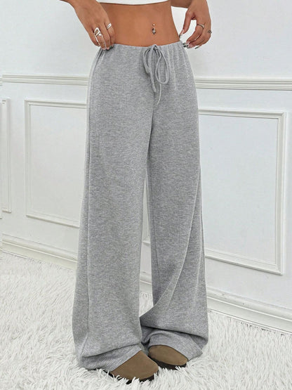 Tied Striped Wide Leg Pants (pink/grey/black/blue/taupe)-SMALL-2XL