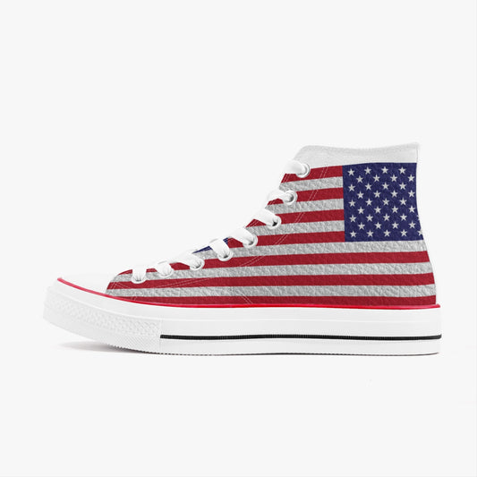 USA FLAG High-Top White Sneakers