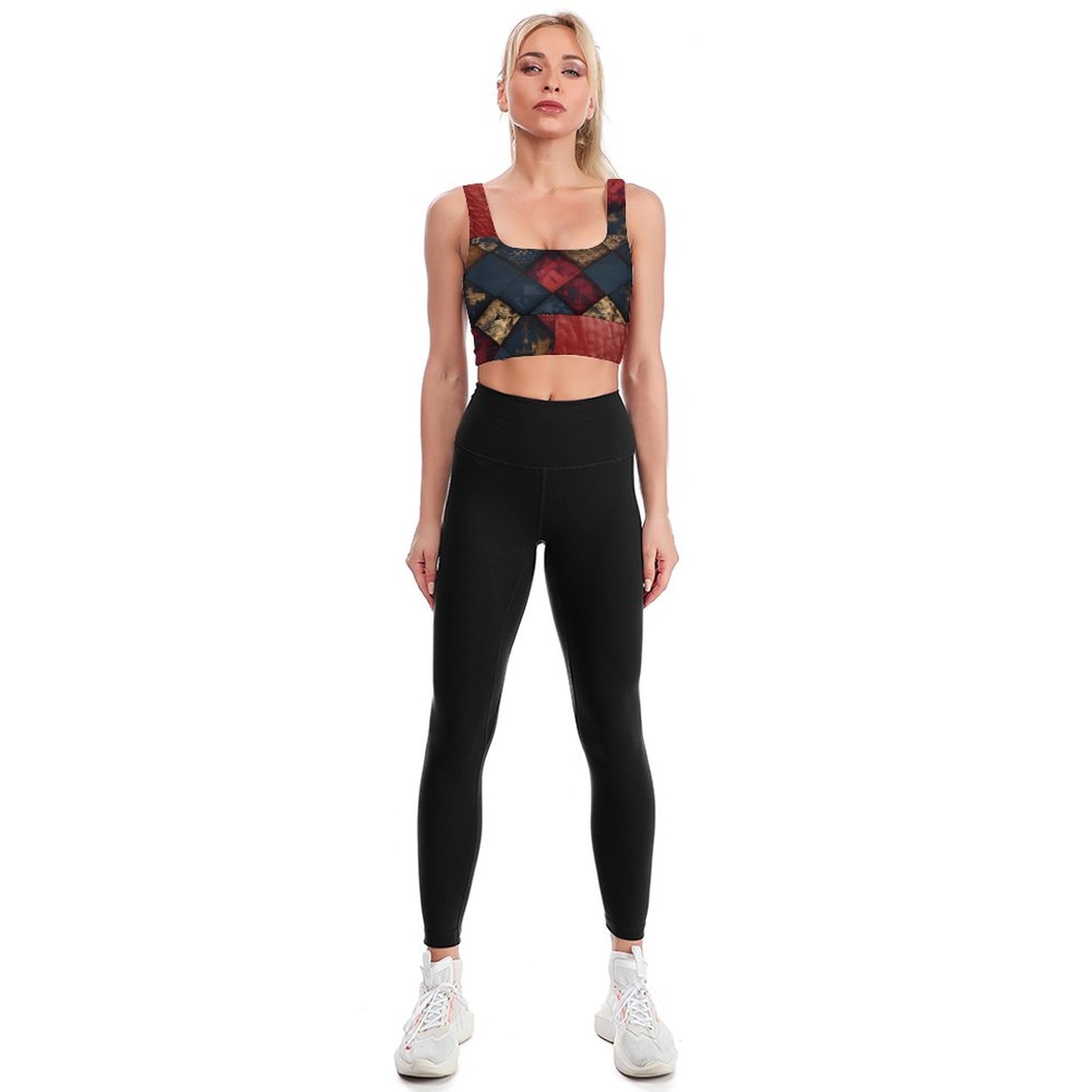 TRIANGLES & LEATHER Sports Bra-SMALL-2XL