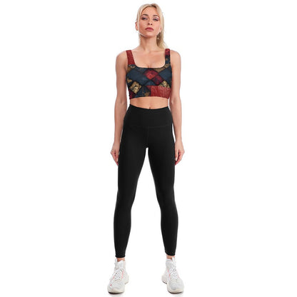 TRIANGLES & LEATHER Sports Bra-SMALL-2XL