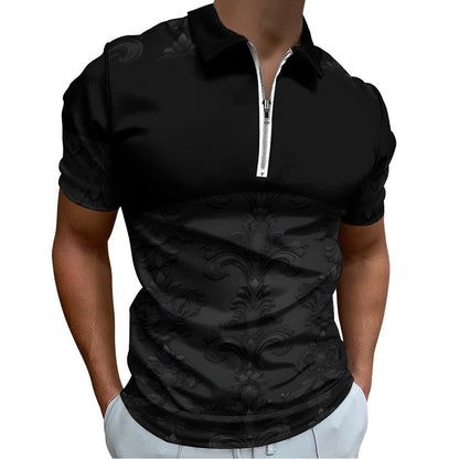 Men's Short Sleeve POLO Shirt with Zipper B470 (All-Over Printing)