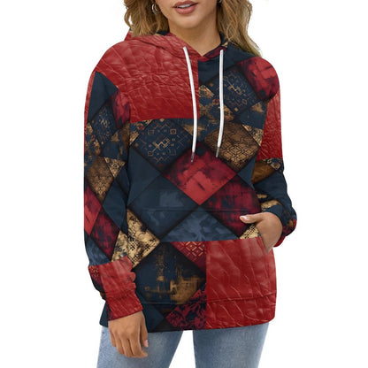TRIANGLES & LEATHER Women's Hoodie with Double-layer Cap-SMALL-5XL
