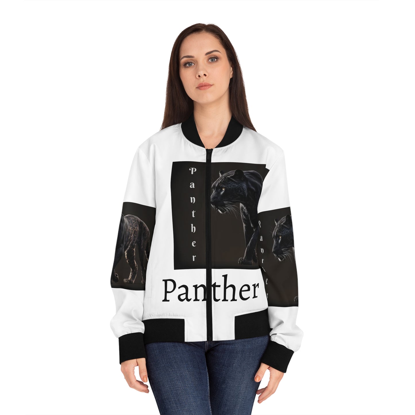 PANTHER STYLE 2 Women's Bomber Jacket (white)-S-2XL