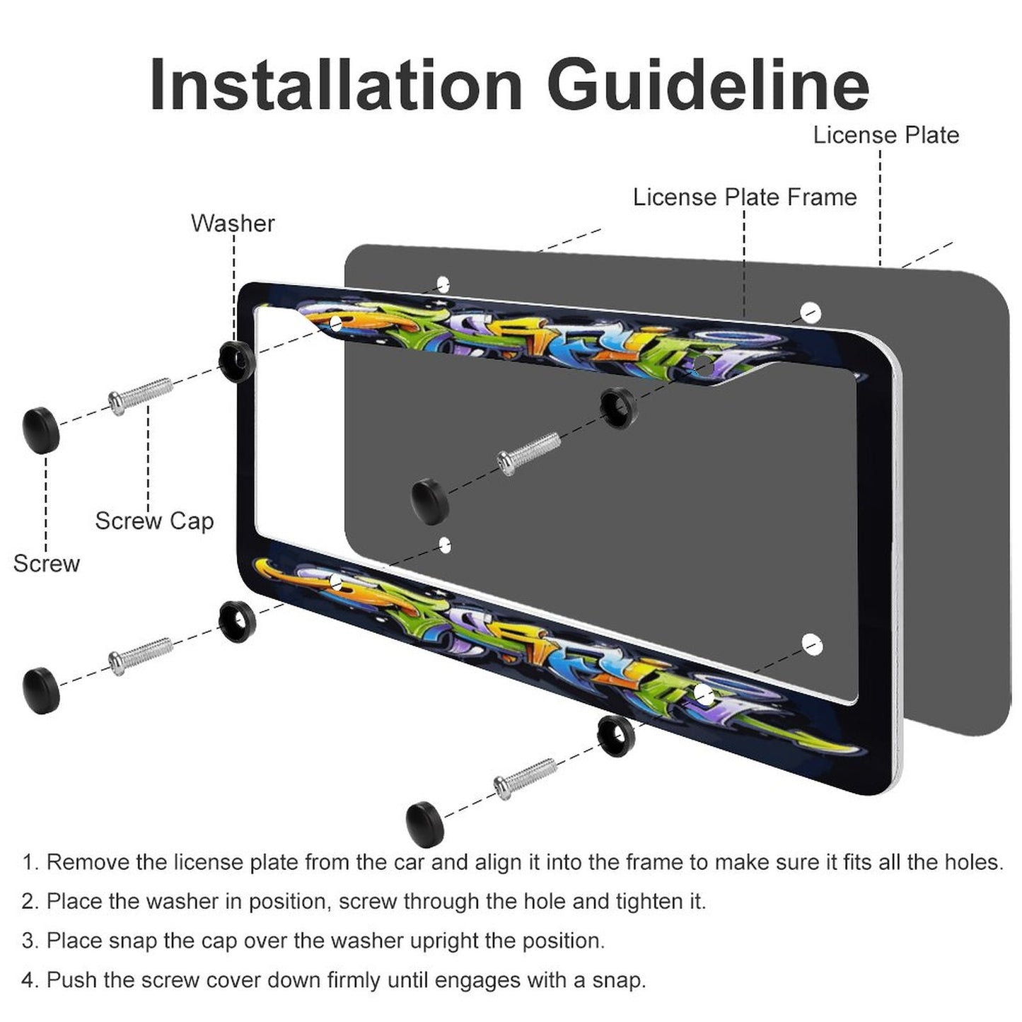 License Plate Frames with 4 Round Holes (1 Pair)