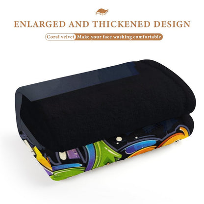 COLORFUL GRAFFITI Coral Velvet Towel