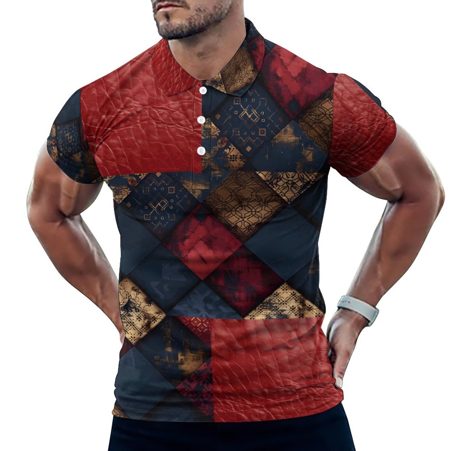 TRIANGLES & LEATHER Polo Shirt-SMALL-5XL