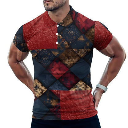 TRIANGLES & LEATHER Polo Shirt-SMALL-5XL