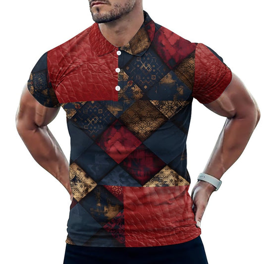 TRIANGLES & LEATHER Polo Shirt-SMALL-5XL