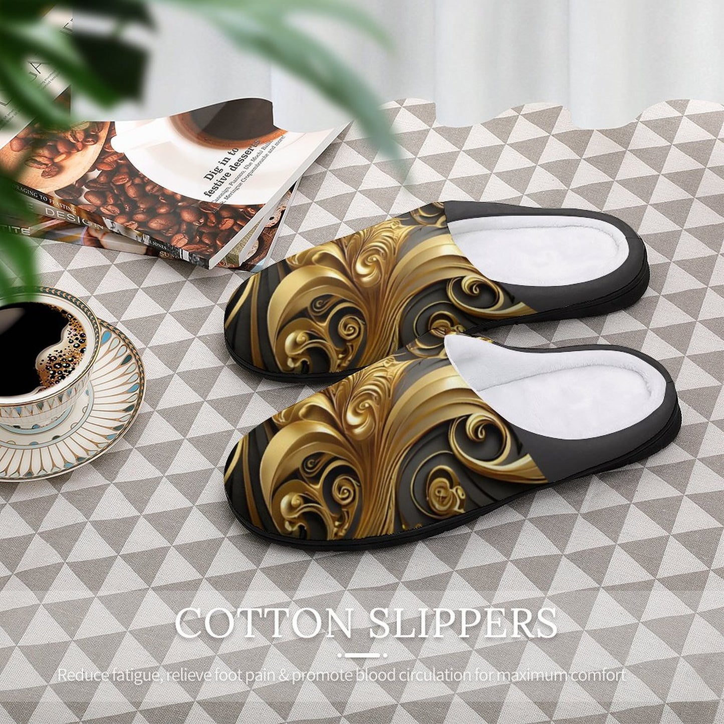 Personalized Men's Cotton Slippers (All-Over Printing)