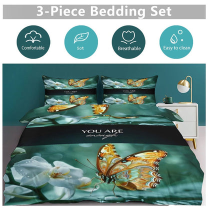 3-Piece Bedding Set (QUEEN) 90"x90"/ 229x229cm (Dual-sided Printing)-YOU ARE ENOUGH