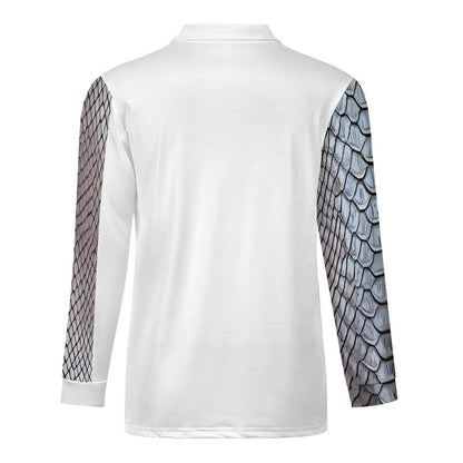 Quarter Zip Men's Long Sleeve POLO Shirt RL (All-Over Printing)