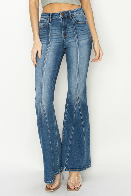 RISEN Full Size High Rise Front Seam FLARE JEANS-O-3XL