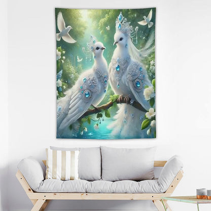 Wall Art with Vertical Tapestry