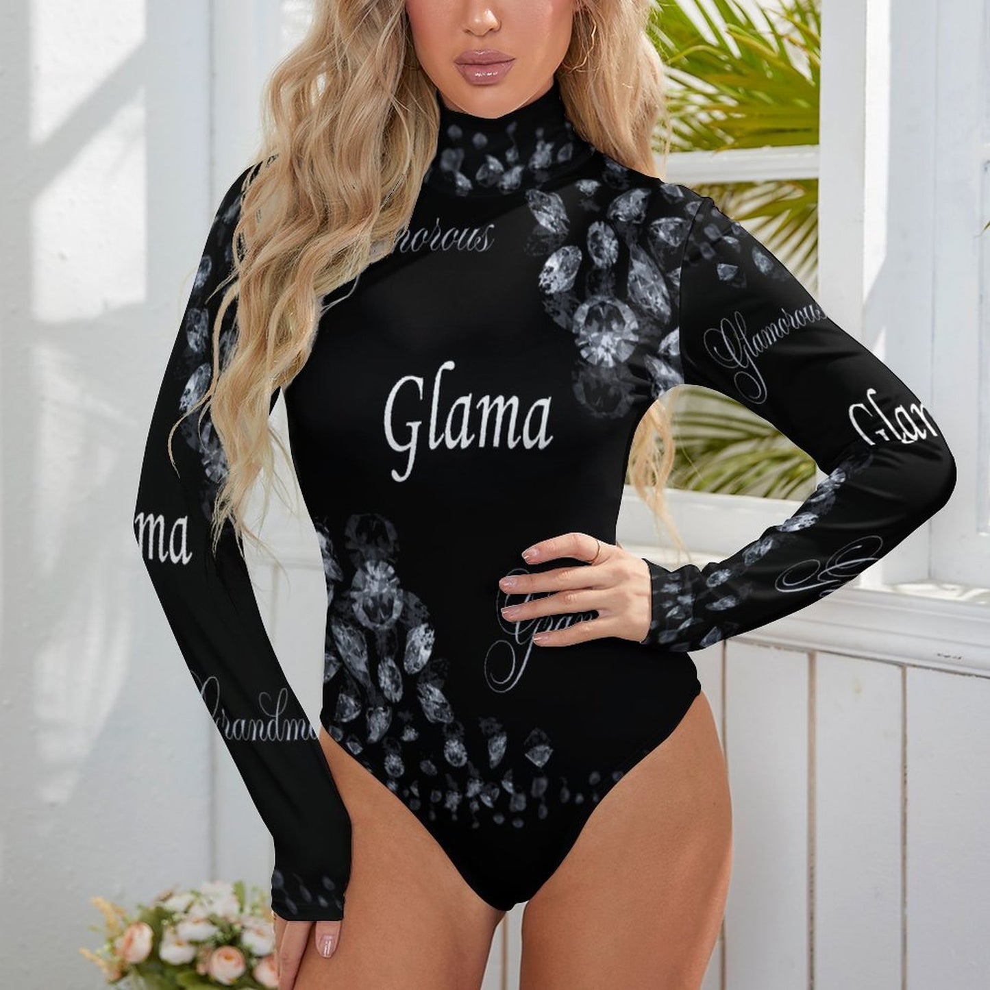 High-collar Long-sleeve Bodysuit NZ056 (All-Over Printing)