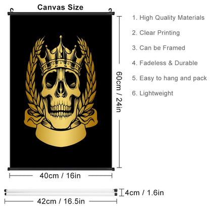 Canvas Hanging Poster with Scrolls-16"x24"/ 40x60cm-GOLD SKULL