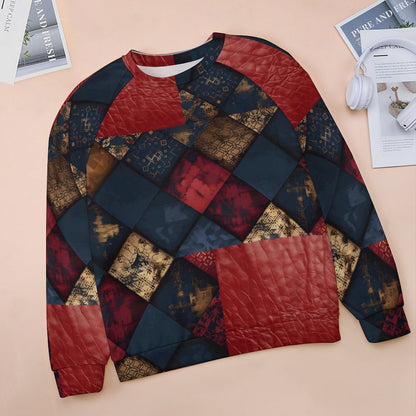 TRIANGLES & LEATHER Raglan Sweatshirt-SMALL-3XL