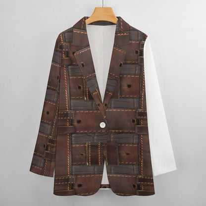 RUGGED LEATHER BUCKLE Print Women's Casual Blazer*2XS-2XL