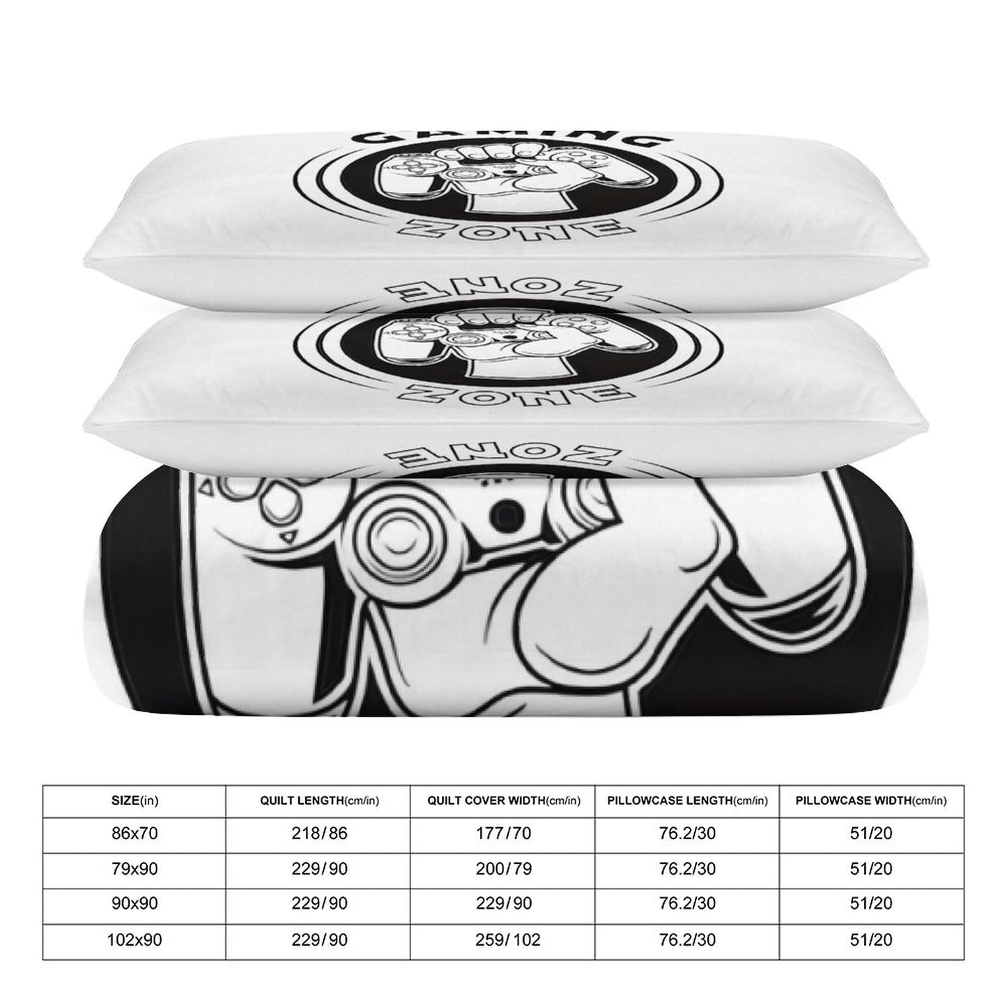 3-Piece Bedding Set-90"x90"/ 229x229cm (Dual-sided Printing)