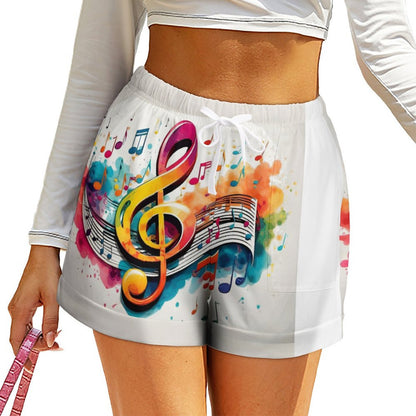 MUSIC GRAFFITI Loose High Waisted Shorts-SMALL-3XL
