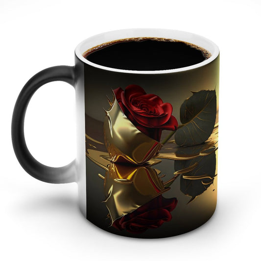 Color Change Mug (Dual-sided & Different Images)-ROSE ON GOLD