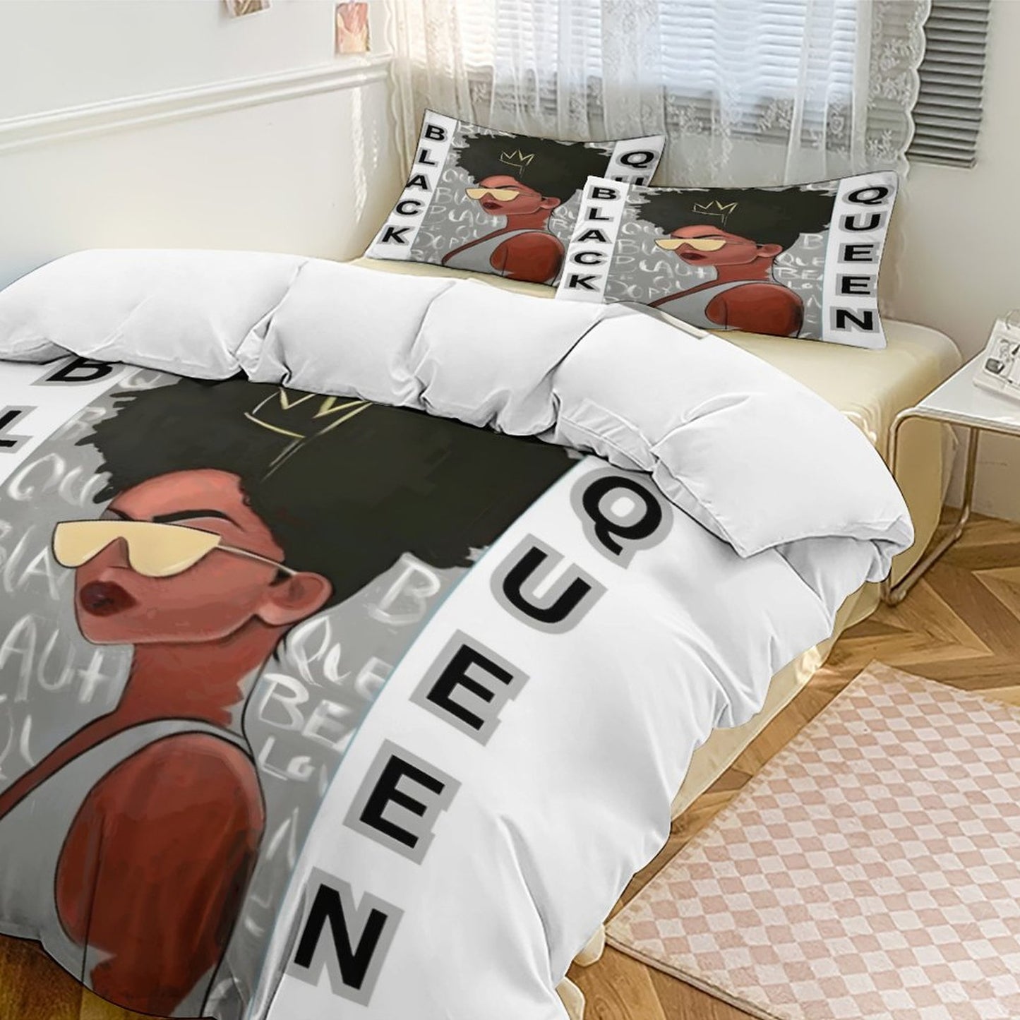 3-Piece Bedding Set-86"×70"/ 218×177cm (Dual-sideded Printing)