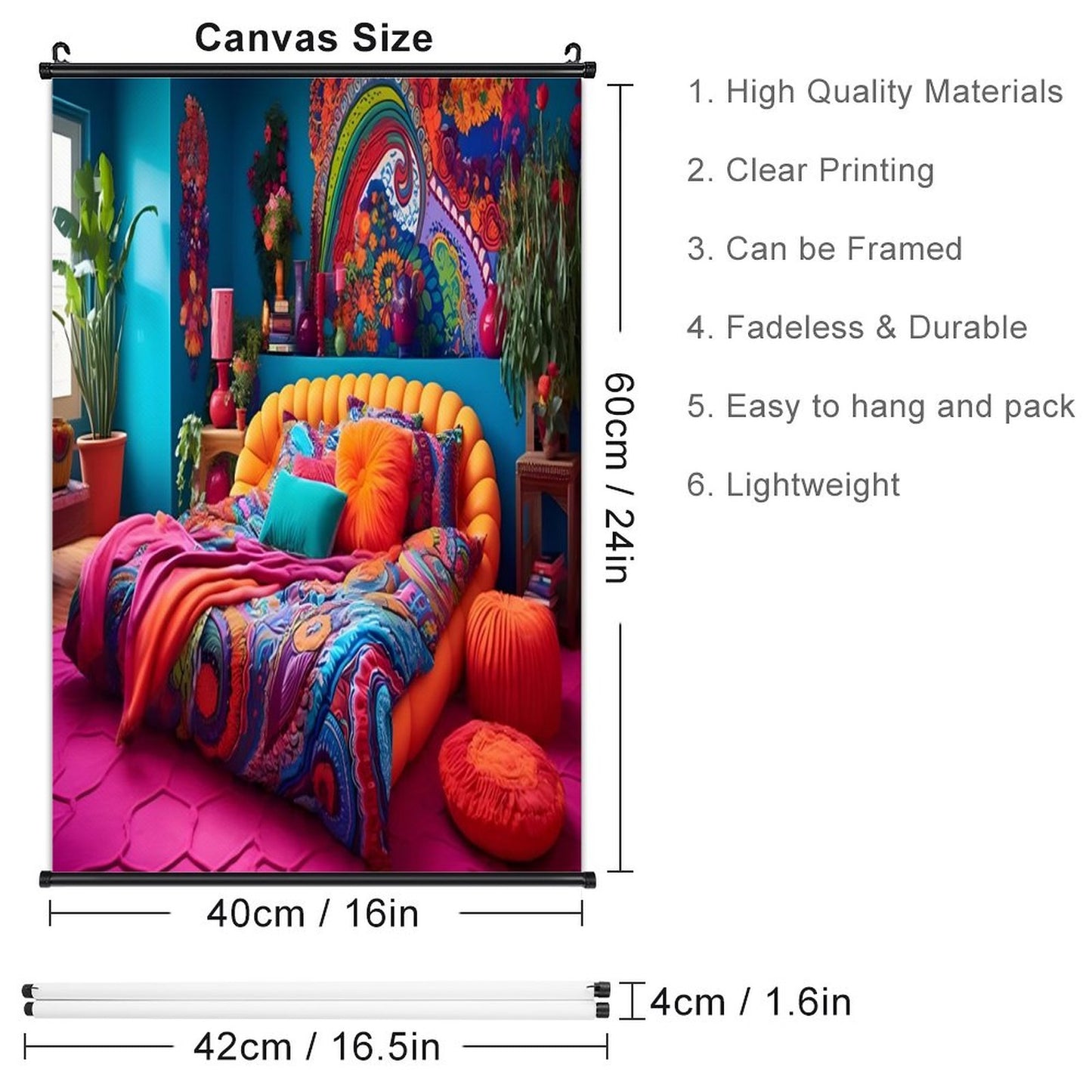 Canvas Hanging Poster with Scrolls-16"x24"/ 40x60cm