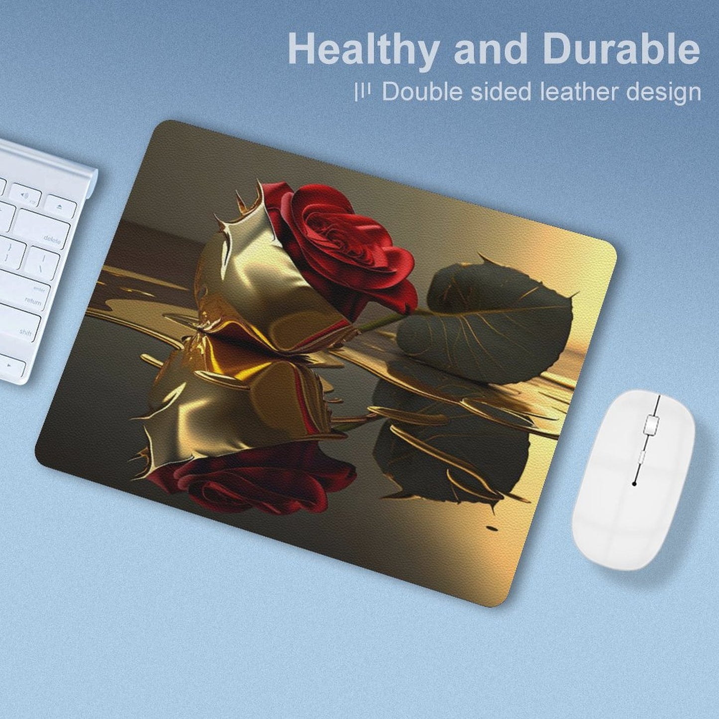Leather Mouse Pad-ROSE ON GOLD