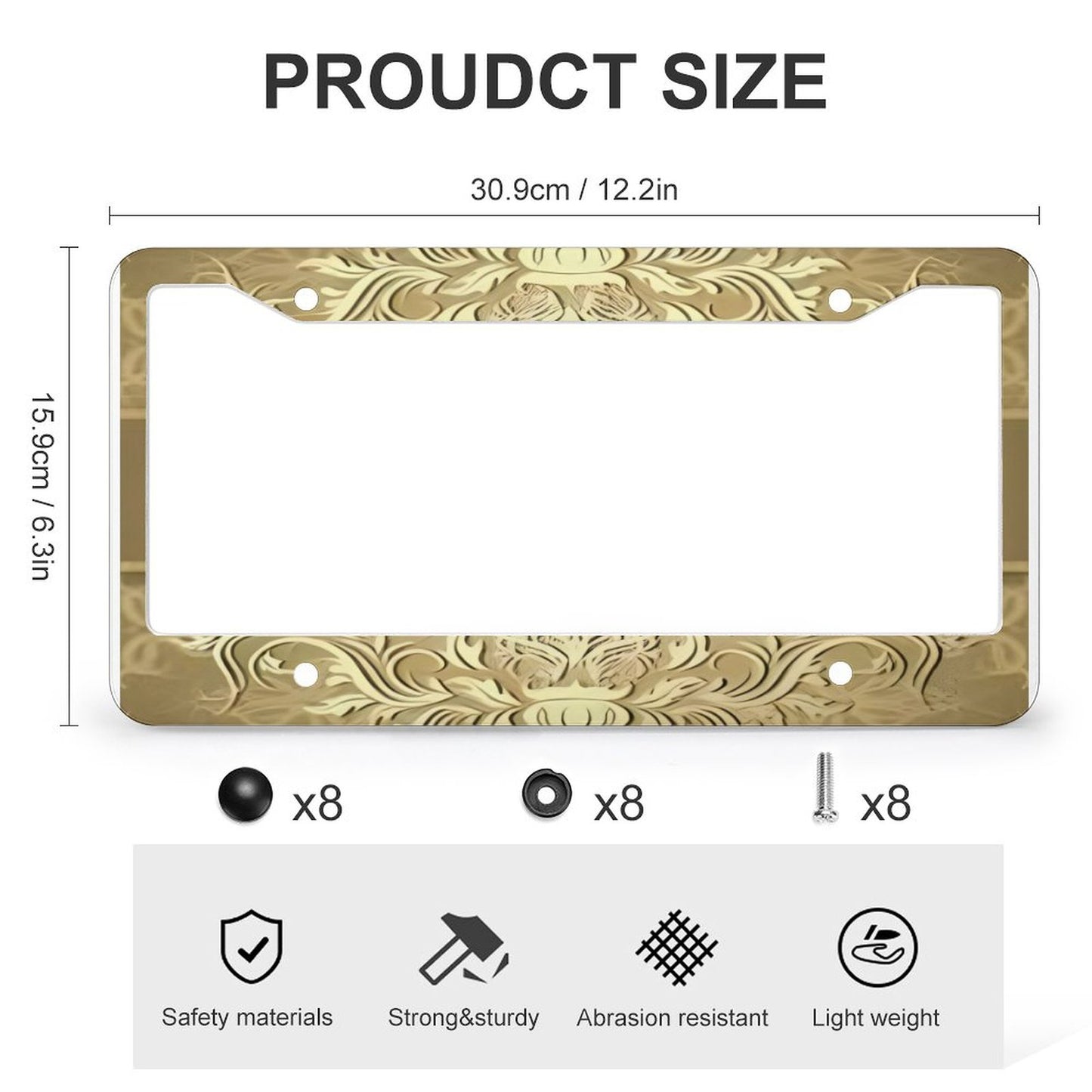 License Plate Frames with 4 Round Holes (1 Pair)