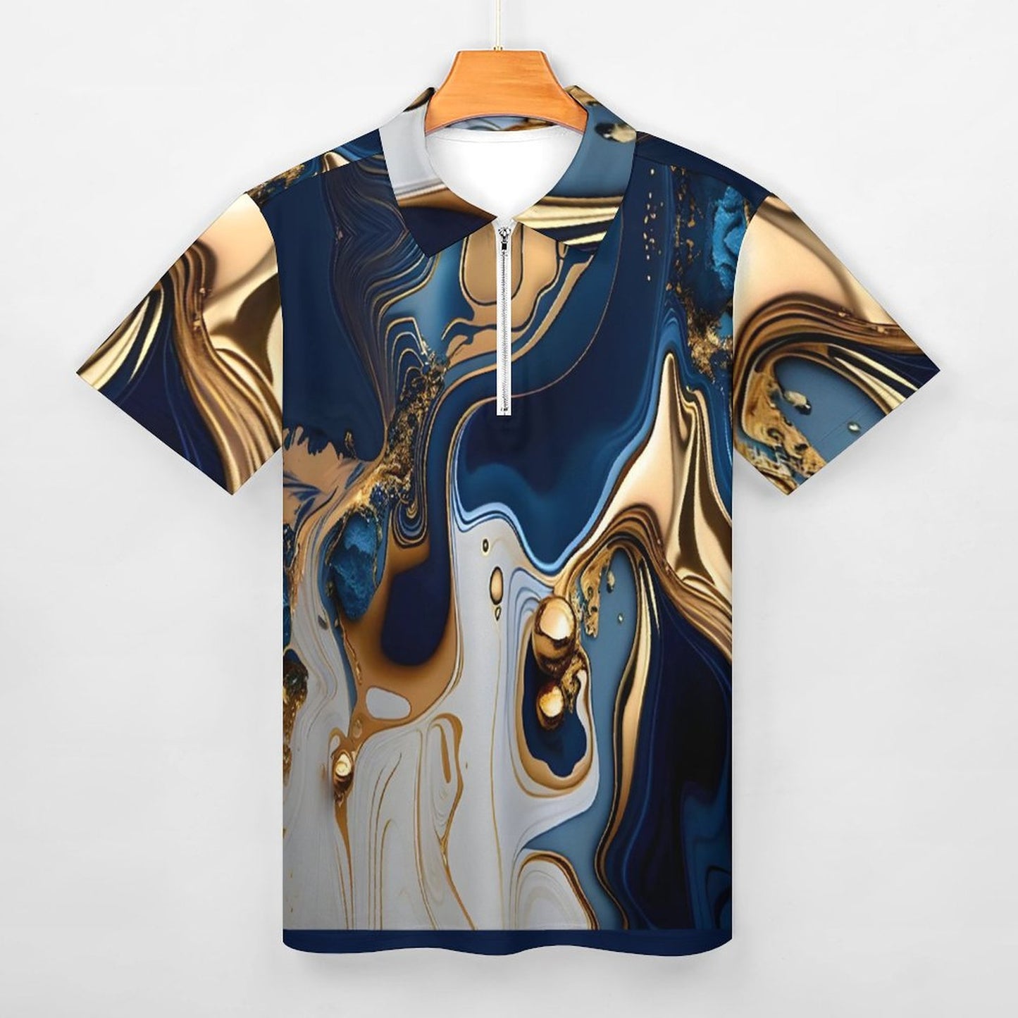 Men's Short Sleeve POLO Shirt with Zipper B470 (All-Over Printing)