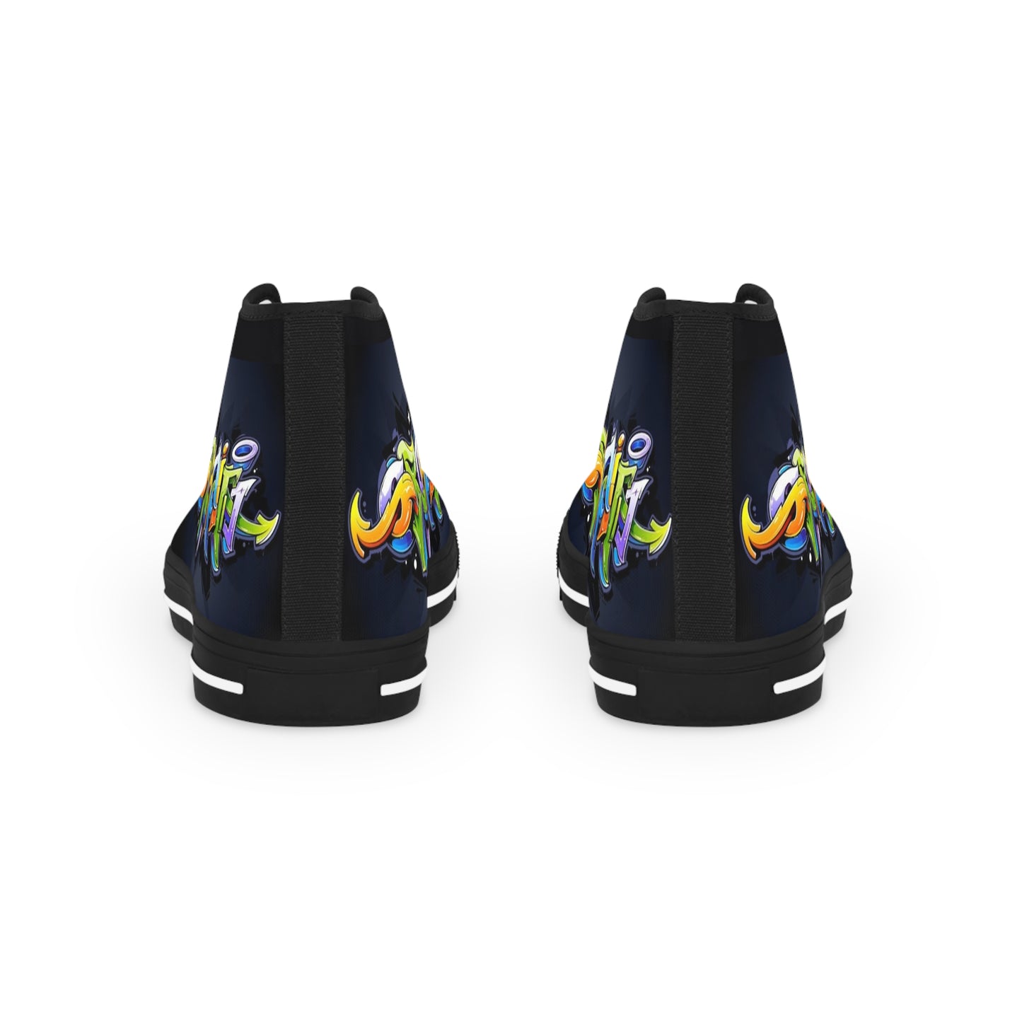 COLORFUL GRAFFITI Men's High Top Sneakers (Options: black or white bottom soles)