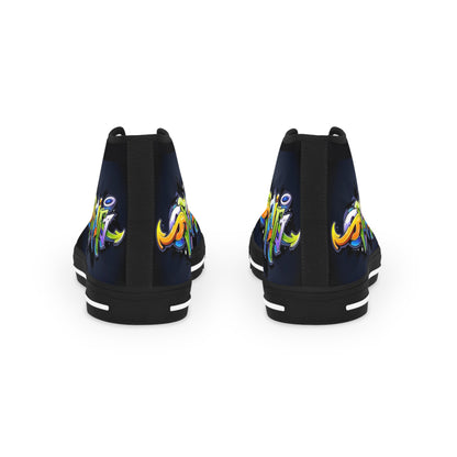 COLORFUL GRAFFITI Men's High Top Sneakers (Options: black or white bottom soles)