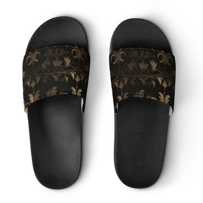BLACK & GOLD ACCENT Unisex PVC Slippers or Slides