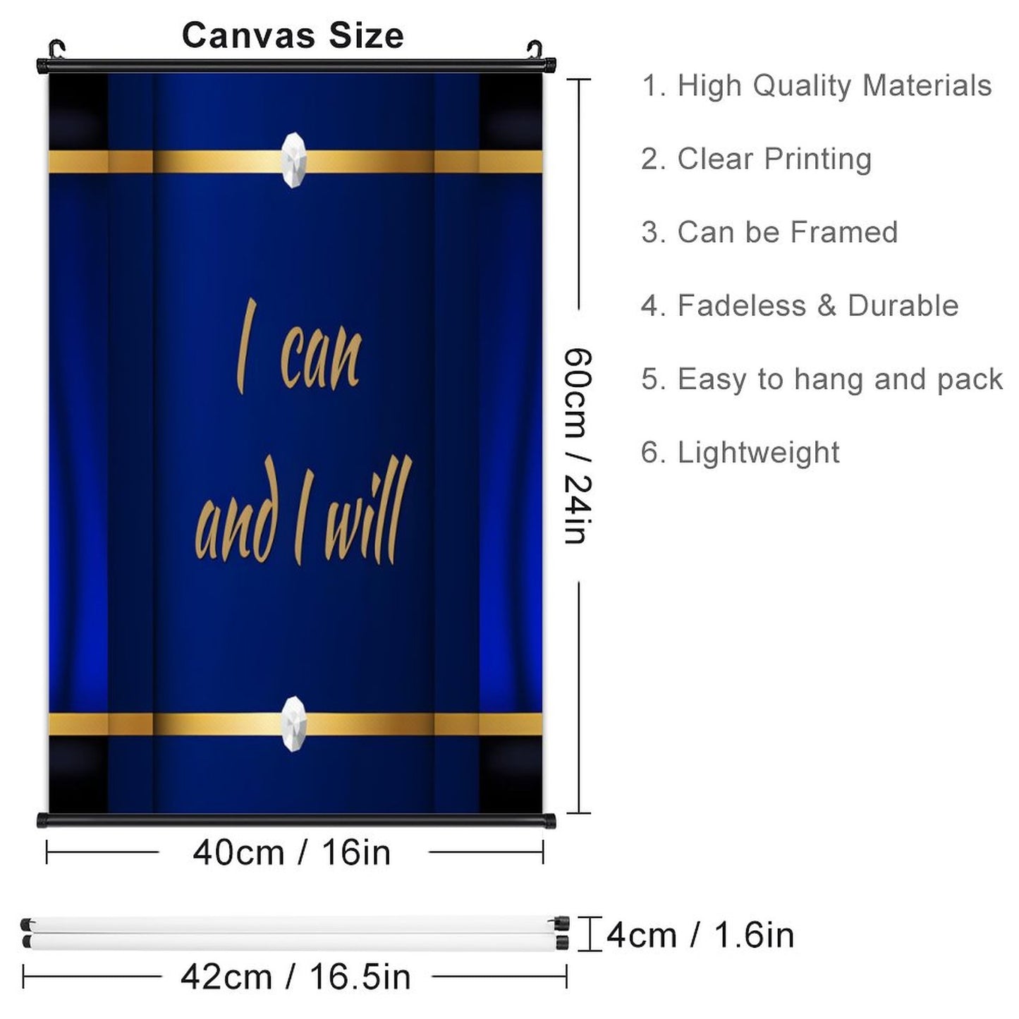 Canvas Hanging Poster with Scrolls-16"x24"/ 40x60cm