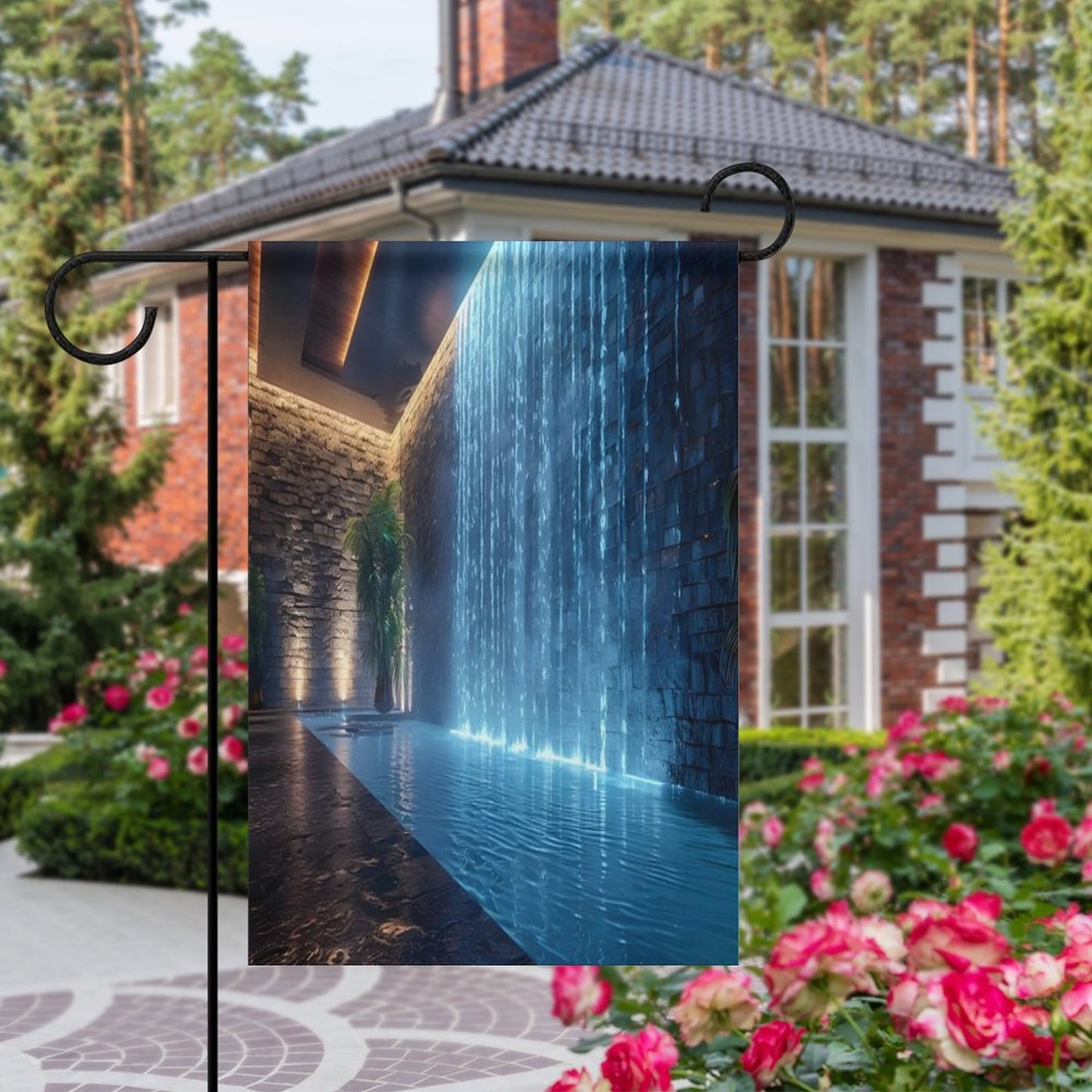 WALL WATERFALL Garden Flag (2 Pics on 2 Sides)-12"x18"