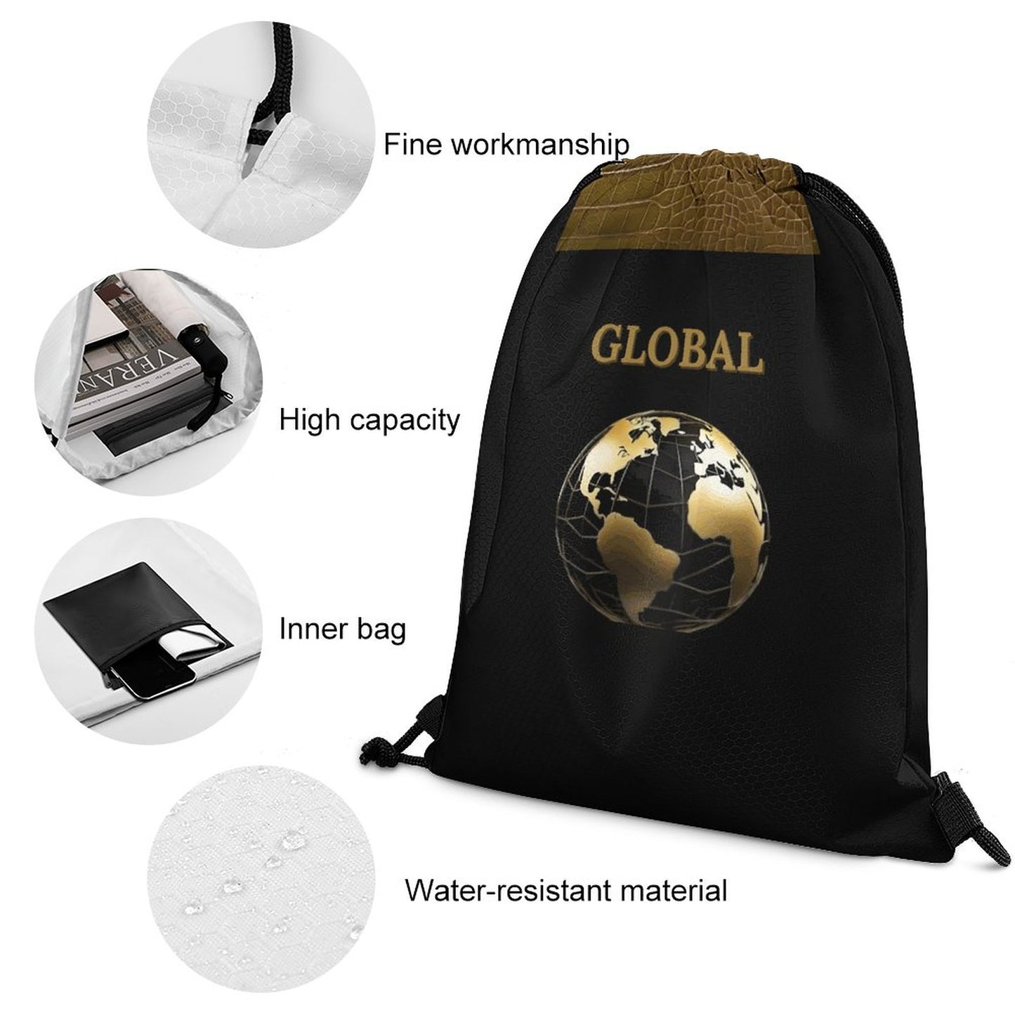 Custom Drawstring Bags with Waffle Cloth Designs