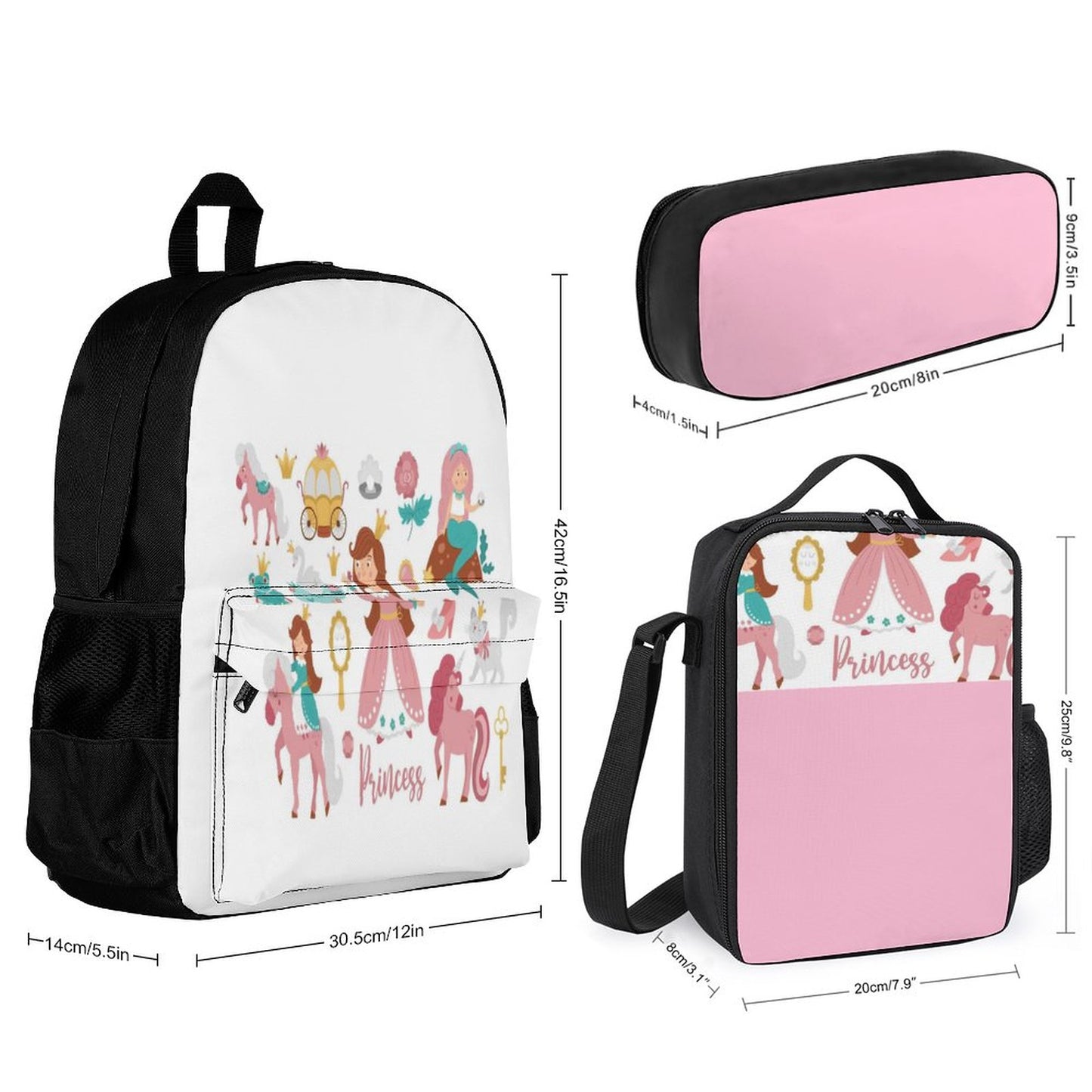Set of 3 Bags (Shoulder Bag Lunch Bag & Pencil Pouch)