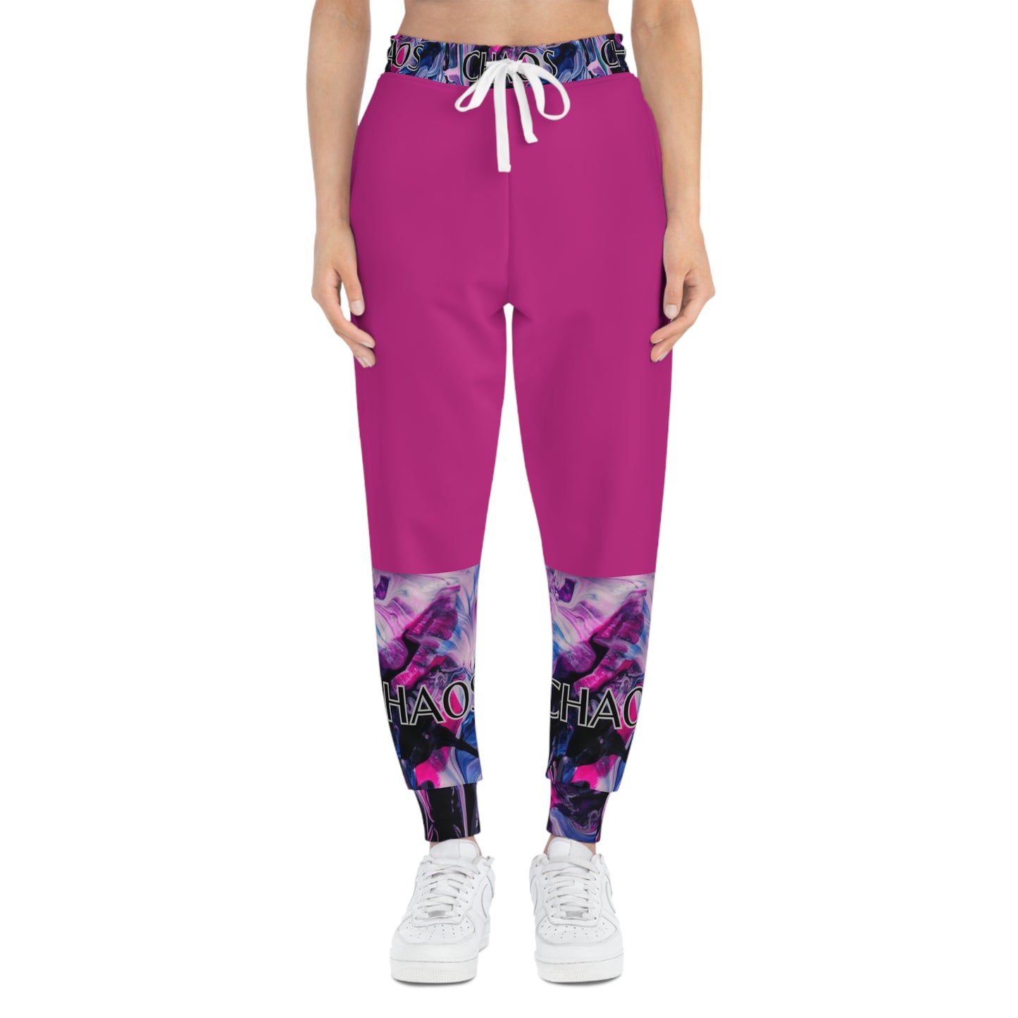CHAOS on Pink Unisex Athletic Joggers-SMALL-3XL