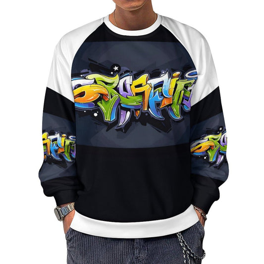 COLORFUL GRAFFITI Men's Crewneck Raglan Sweatshirt-SMALL-5XL